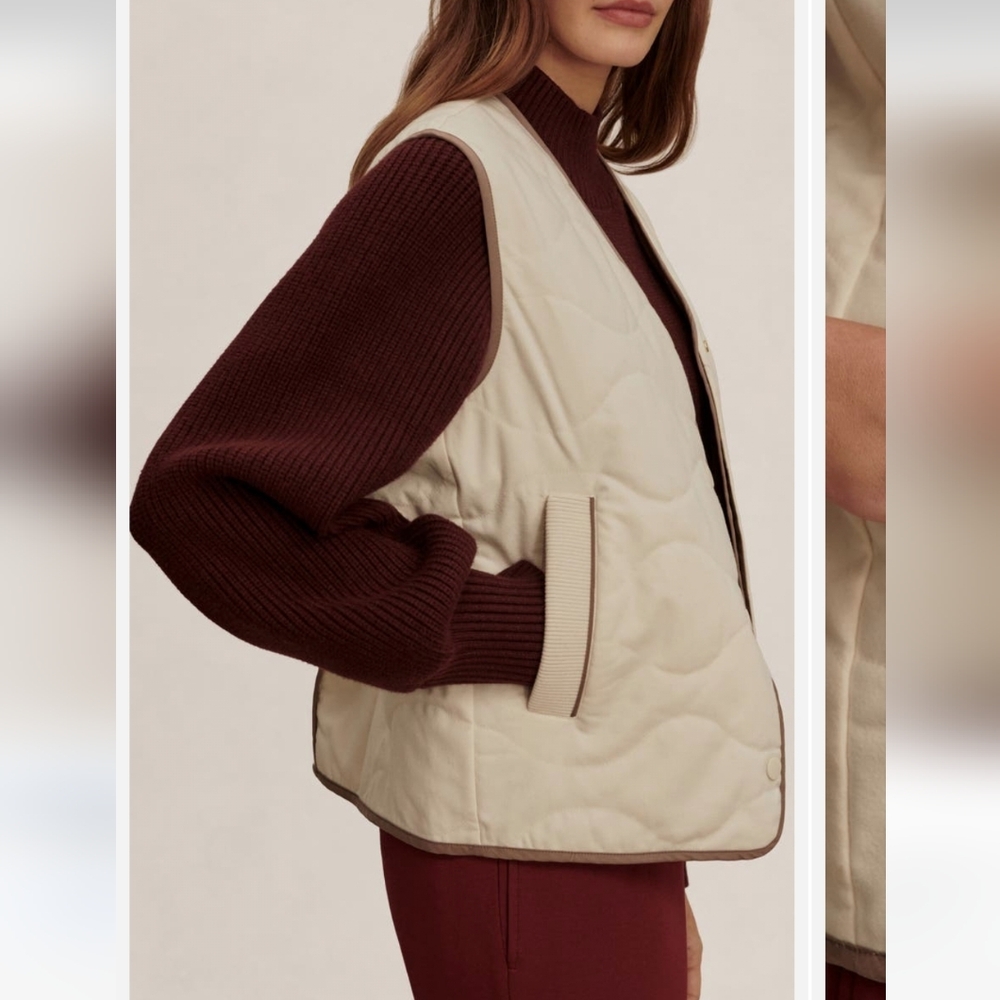 VARLEY LORI REVERSIBLE GILET IN BIRCH/ASH TAUPE - Picture 6 of 9